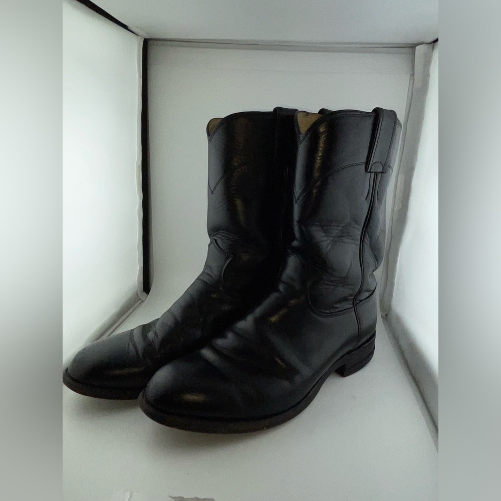 Justin Men's 10" Temple Roper Black Casual Boots 3133 Size 7.5 EE​​​​​​​​​​​​ - Picture 3 of 14